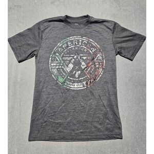 American‎ Fighter Youth Kids Medium T-Shirt Black Dip Dye Puff Print Tee